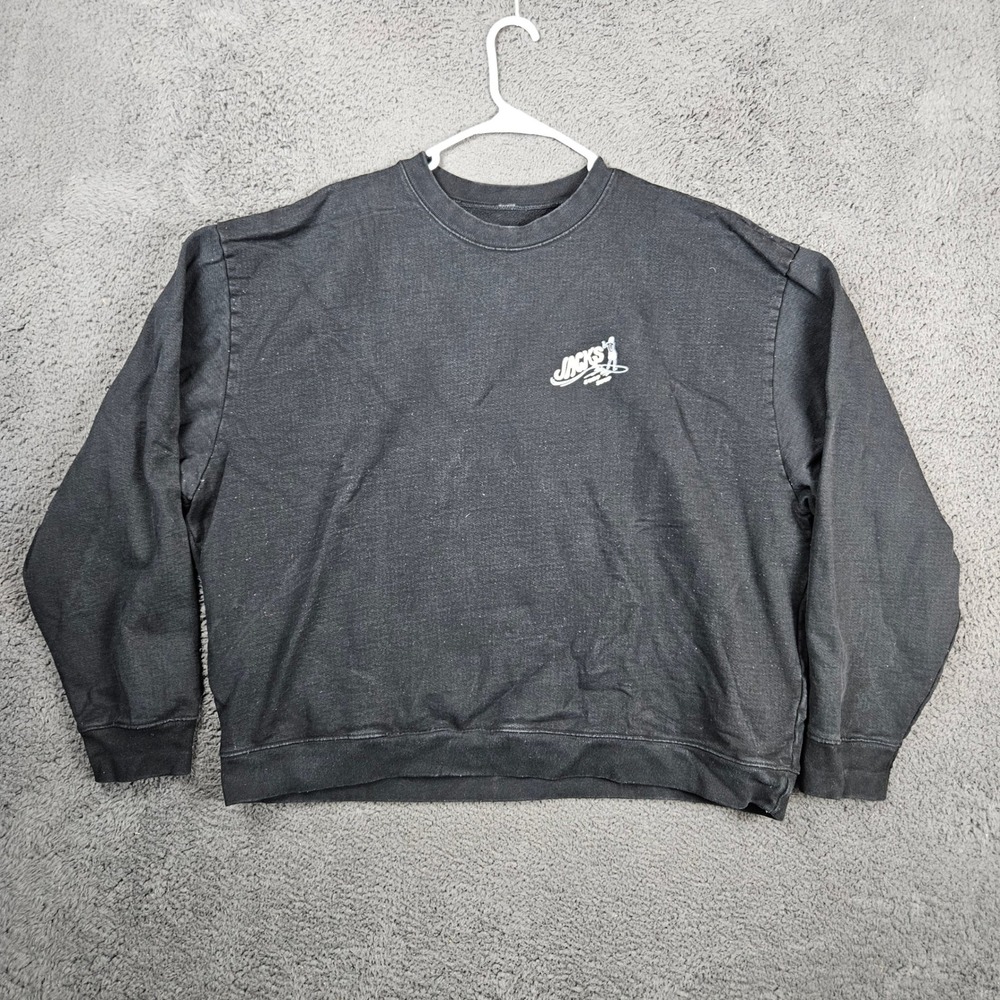 Jacks‎ Surfboards Mens XXL Black Graphic Crewneck Sweatshirt 100% Cotton